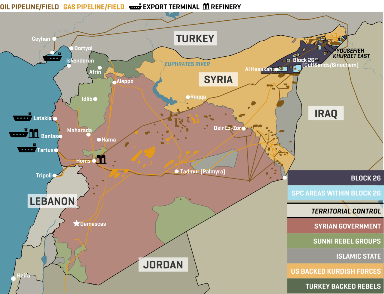 Syria’s energy infrastructure, Political divisions as of May 18